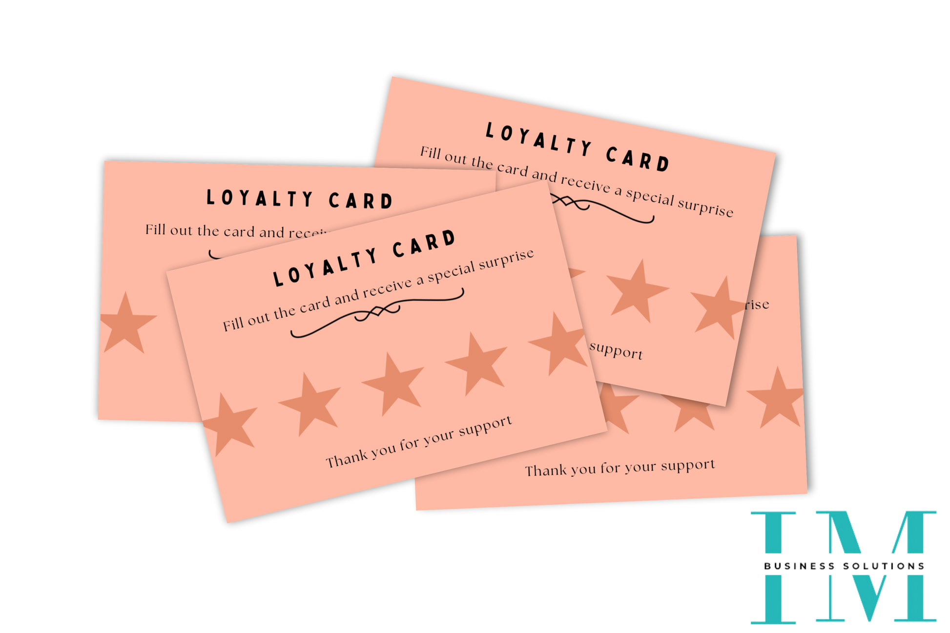 Pre Made Peach Star Loyalty Cards