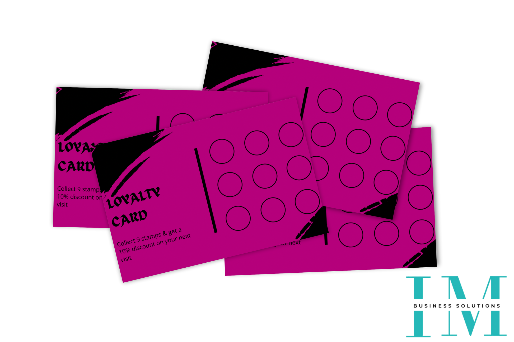 Pre Made Pink & Black Loyalty Cards