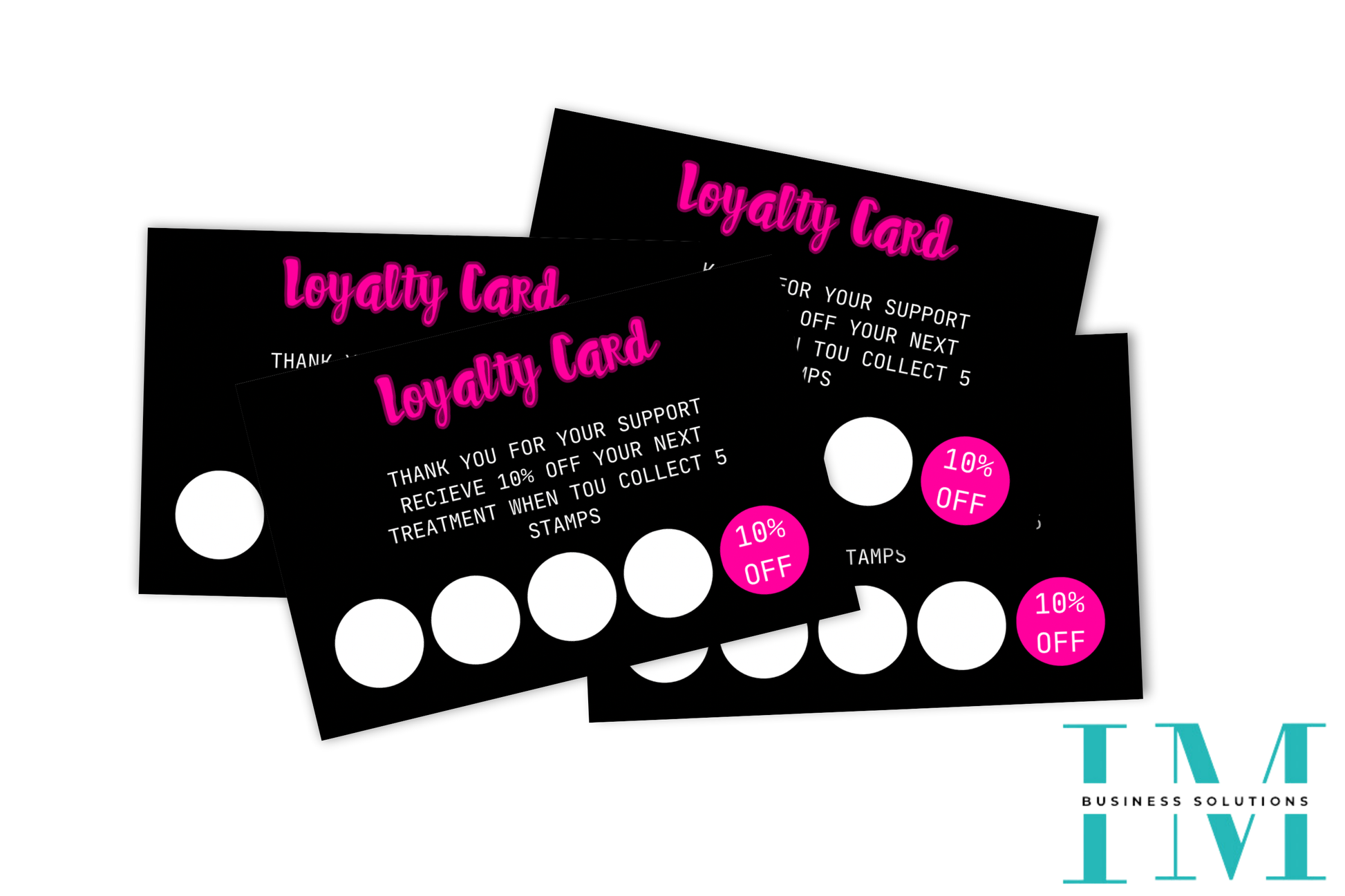 Pre Made Black & Pink Loyalty Cards