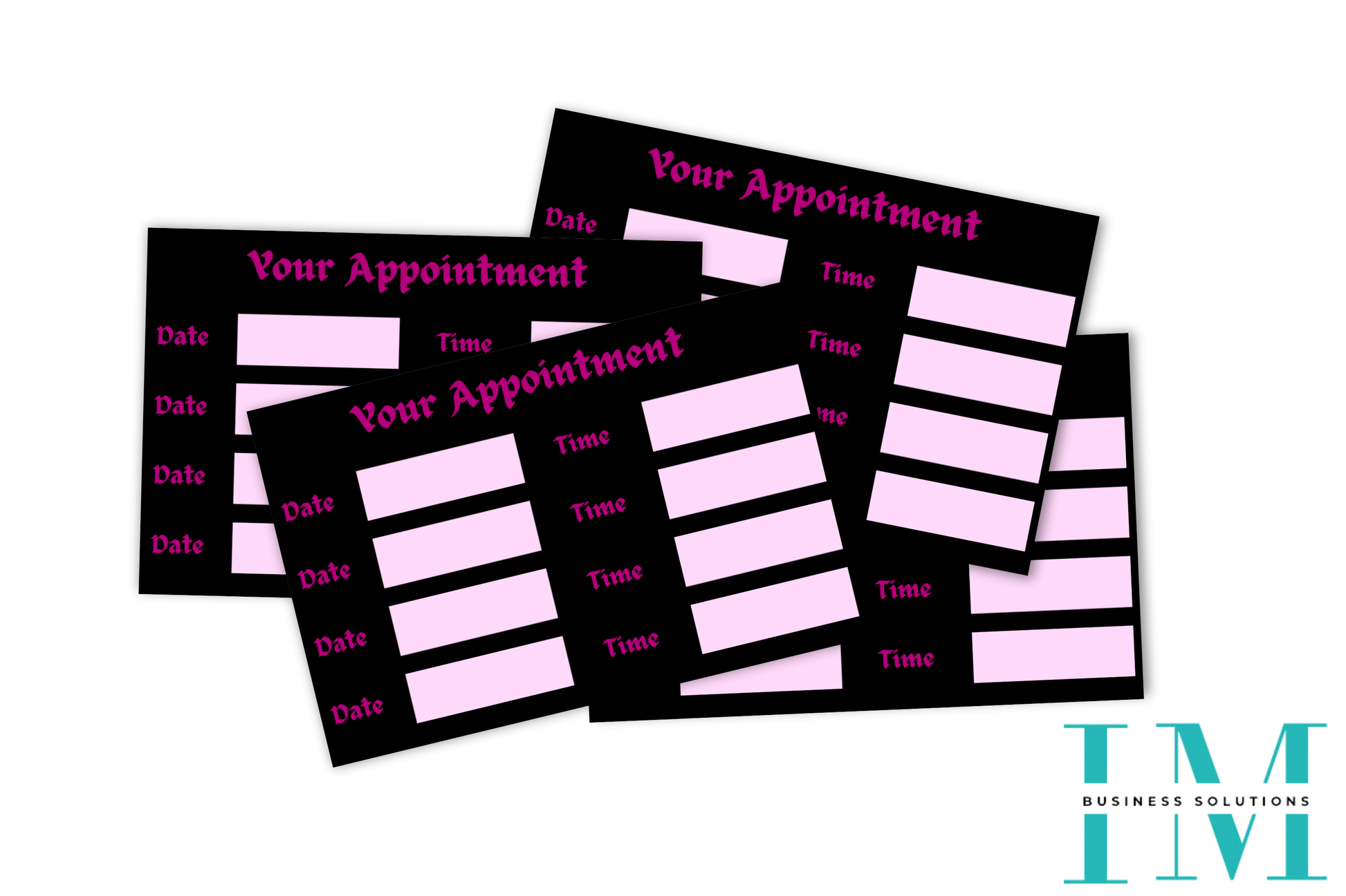Pre Made Black & Pink Appointment Cards